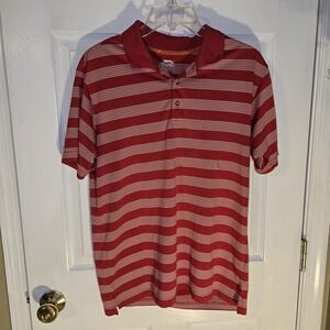 Slazenger Golf Polo Shirt Mens Small‎ Red White Striped Casual Short Sleeve